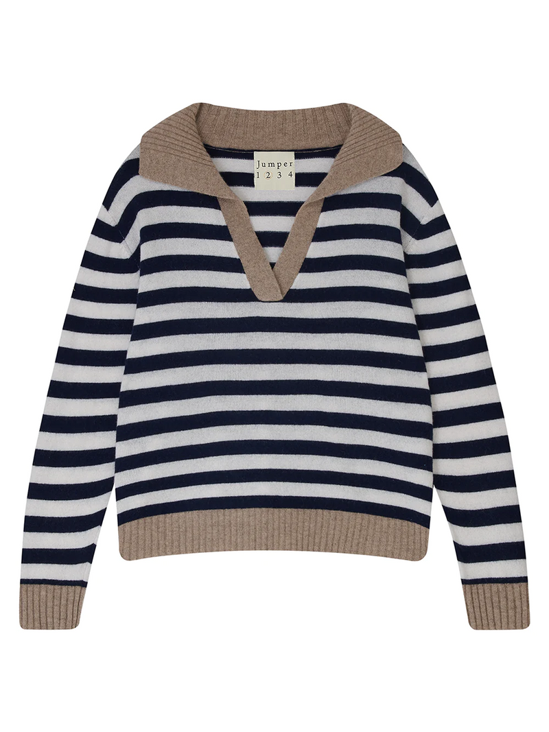 Stripe Collar Cashmere Sweater