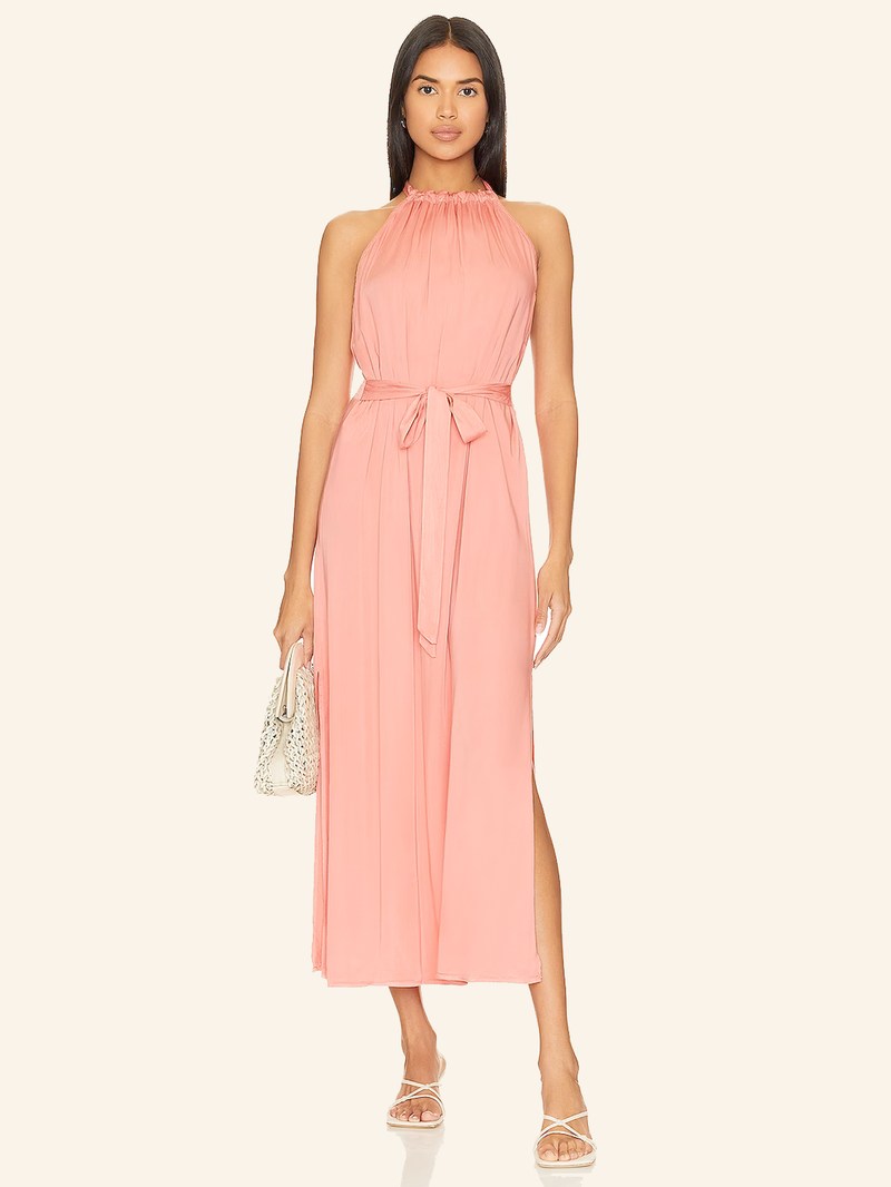 Smocked Waist Halter Midi Dress