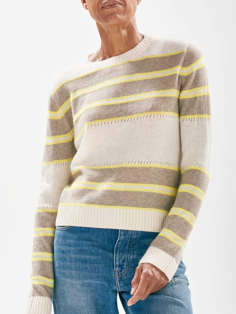 Cashmere Textured Stripe Crew