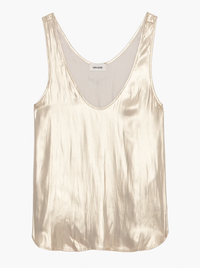 Tarys Gold Satin Tank Top