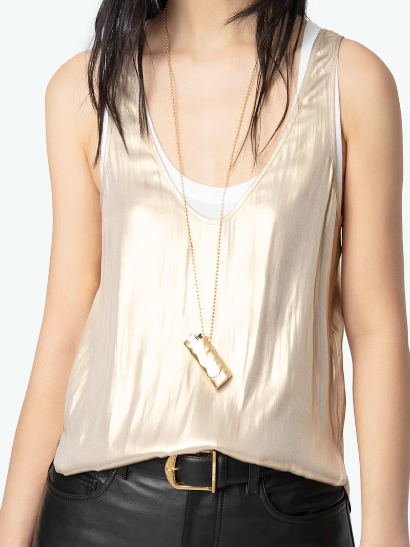 Tarys Gold Satin Tank Top