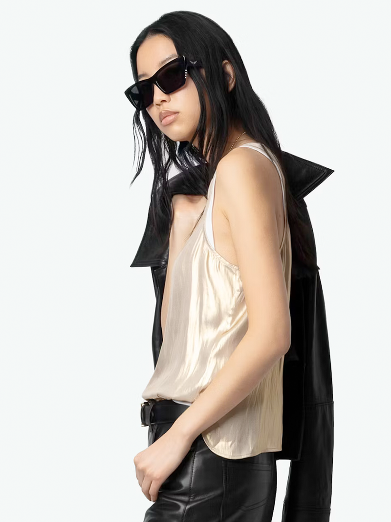 Tarys Gold Satin Tank Top