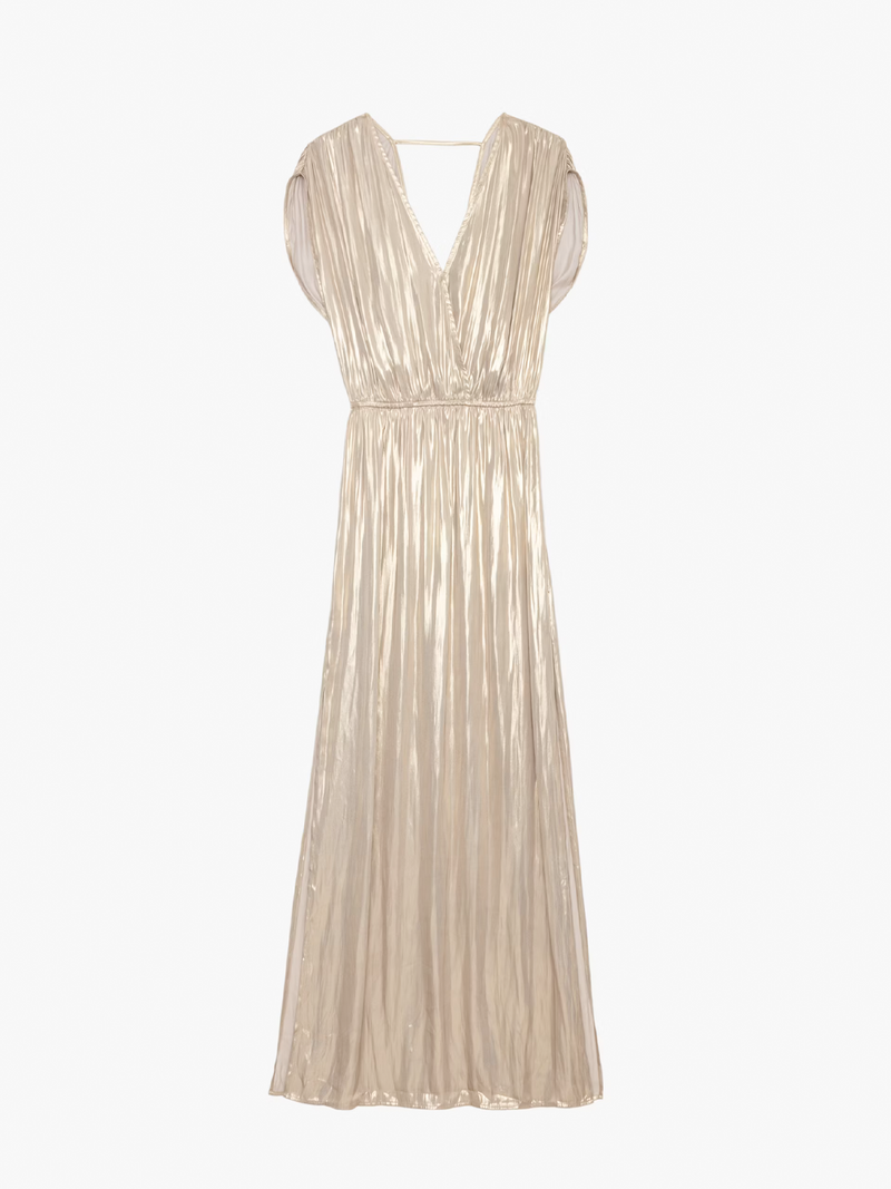 Ritmic Gold Draped Satin Dress