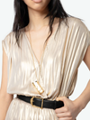 Ritmic Gold Draped Satin Dress