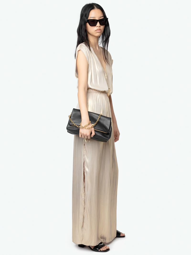 Ritmic Gold Draped Satin Dress