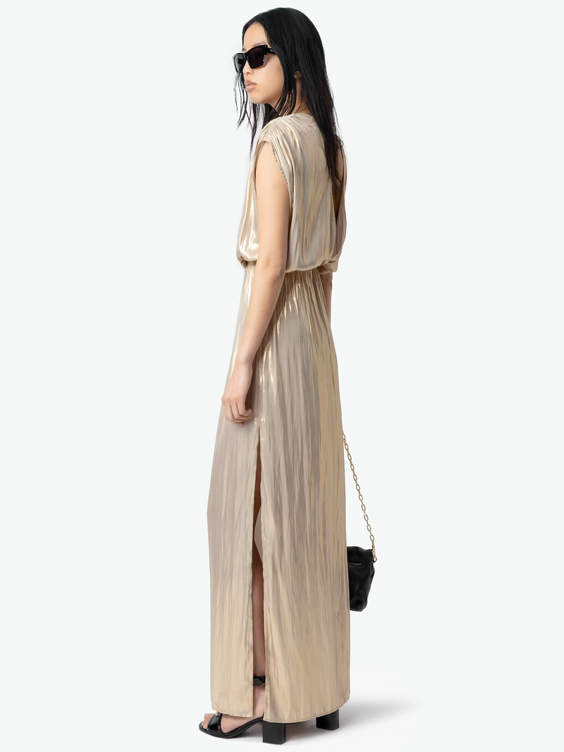 Ritmic Gold Draped Satin Dress