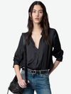 Tink Satin Perm Tunic in Noir