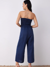 Linen Smocked Strapless Jumpsuit