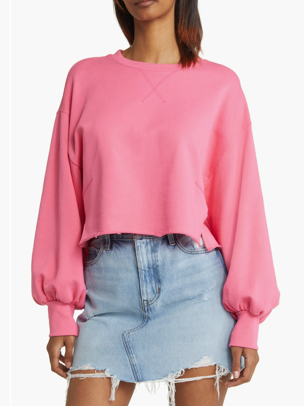 Easy Shirttail Sweatshirt in Flamingo