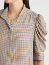 Houndstooth Gillian Puff Sleeve Silk Top