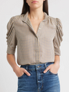 Houndstooth Gillian Puff Sleeve Silk Top