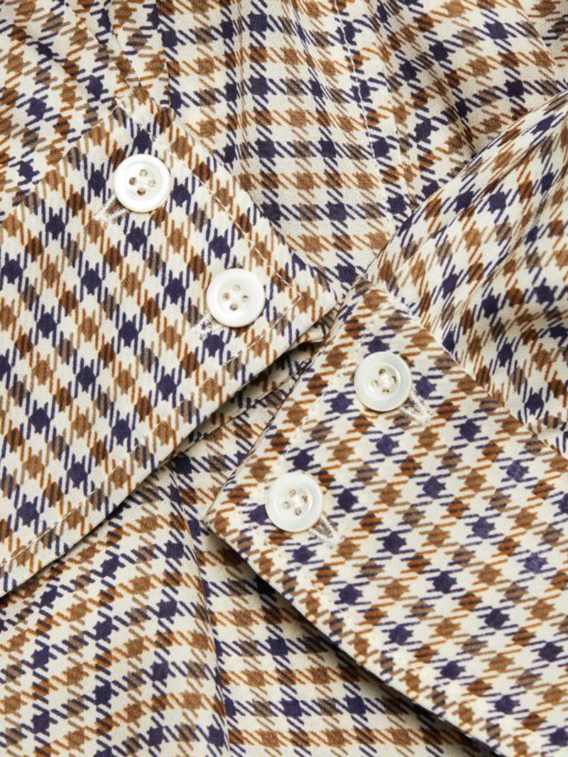 Houndstooth Gillian Puff Sleeve Silk Top