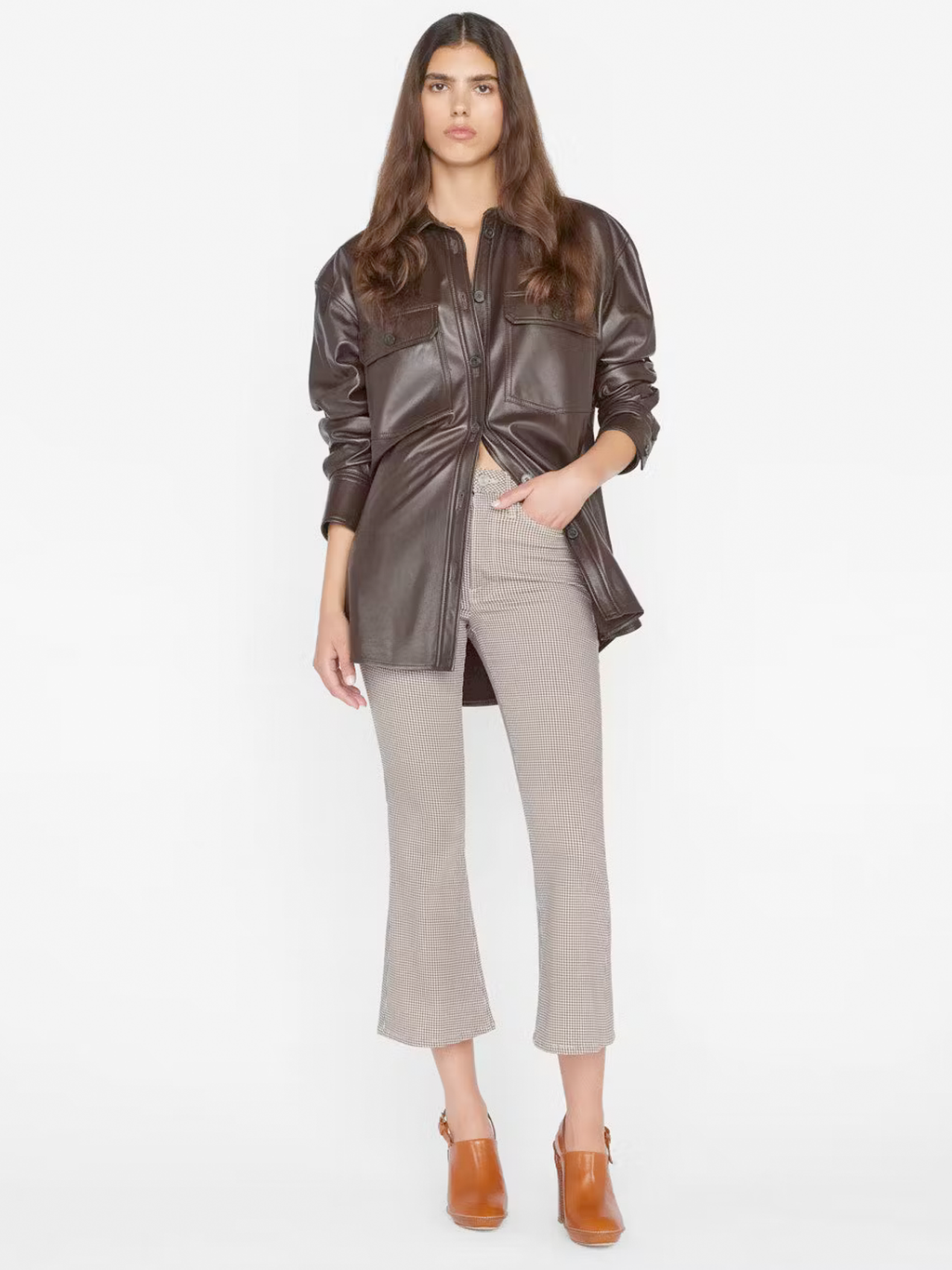 Le Crop Flare Camel Houndstooth