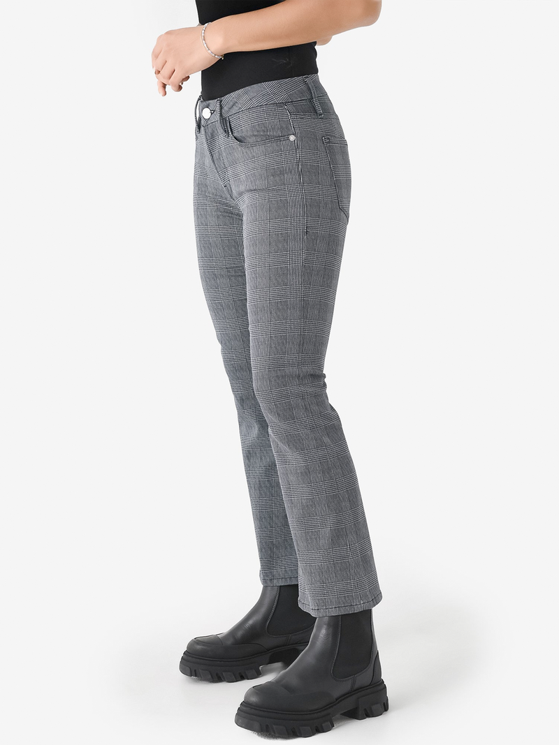 Le Crop Mini Boot Noir Plaid