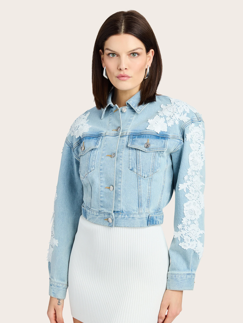 Valex Lace Combo Denim Jacket