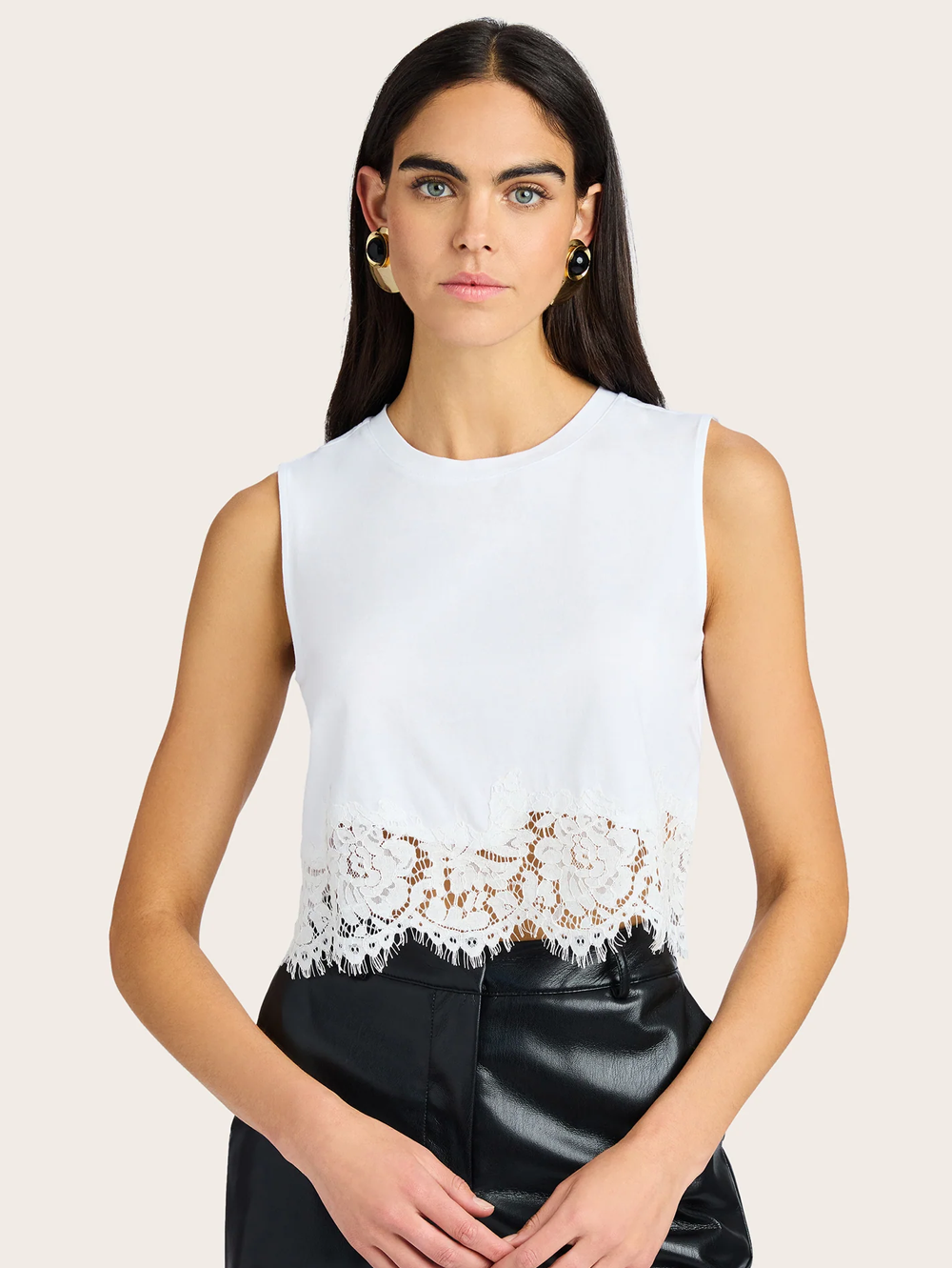 Palani Lace Combo Top in White