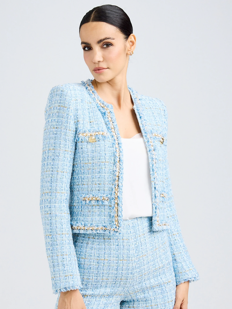 Betsy Buttoned Tweed Blazer