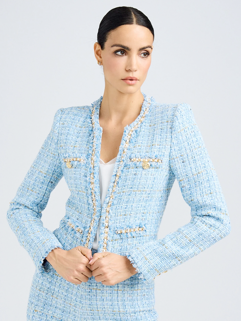 Betsy Buttoned Tweed Blazer