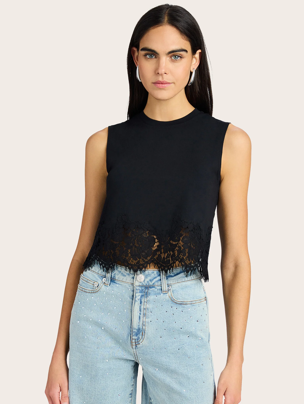 Palani Lace Combo Top in Black
