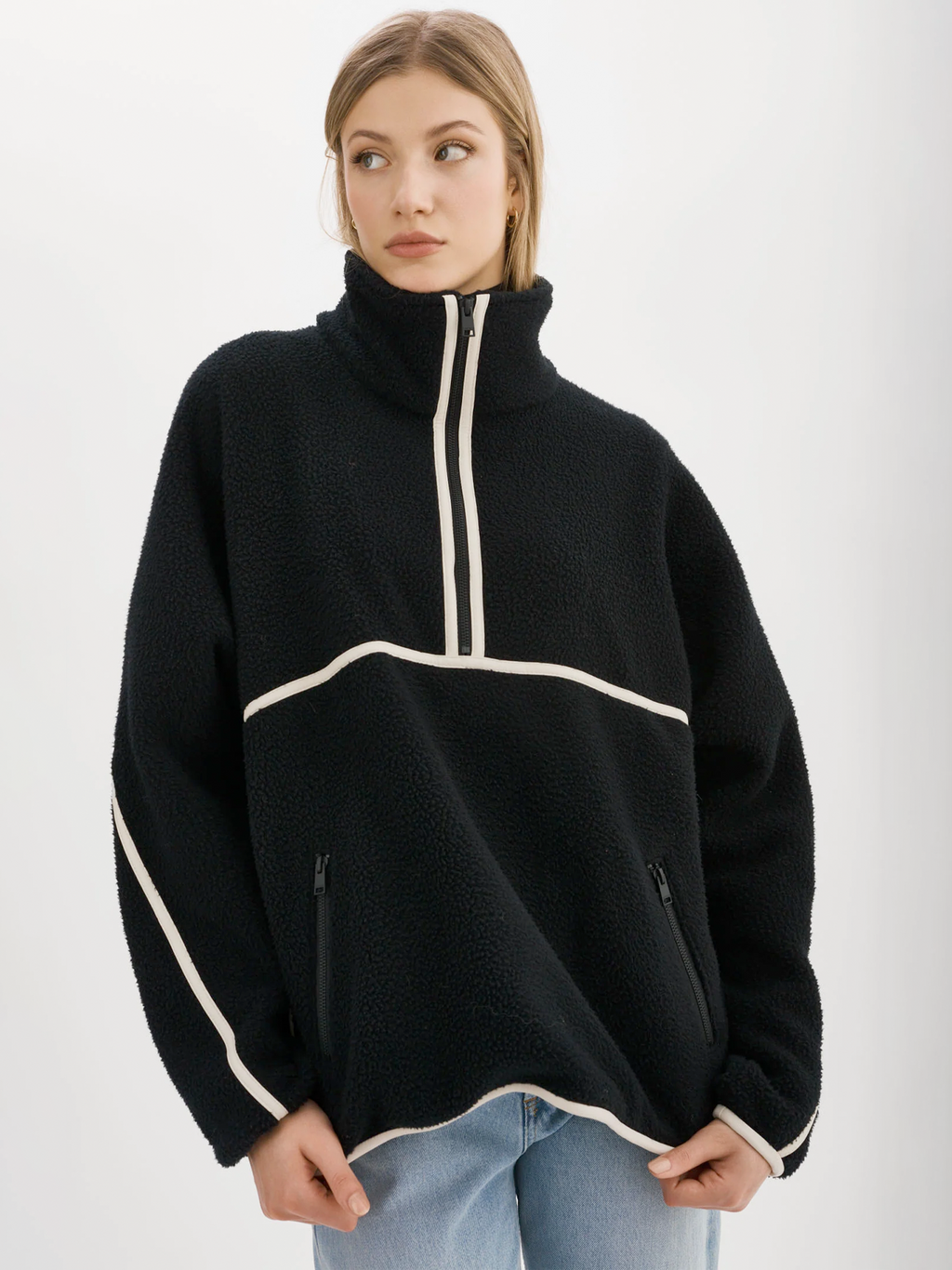 Helsa Black Polar Fleece Pullover