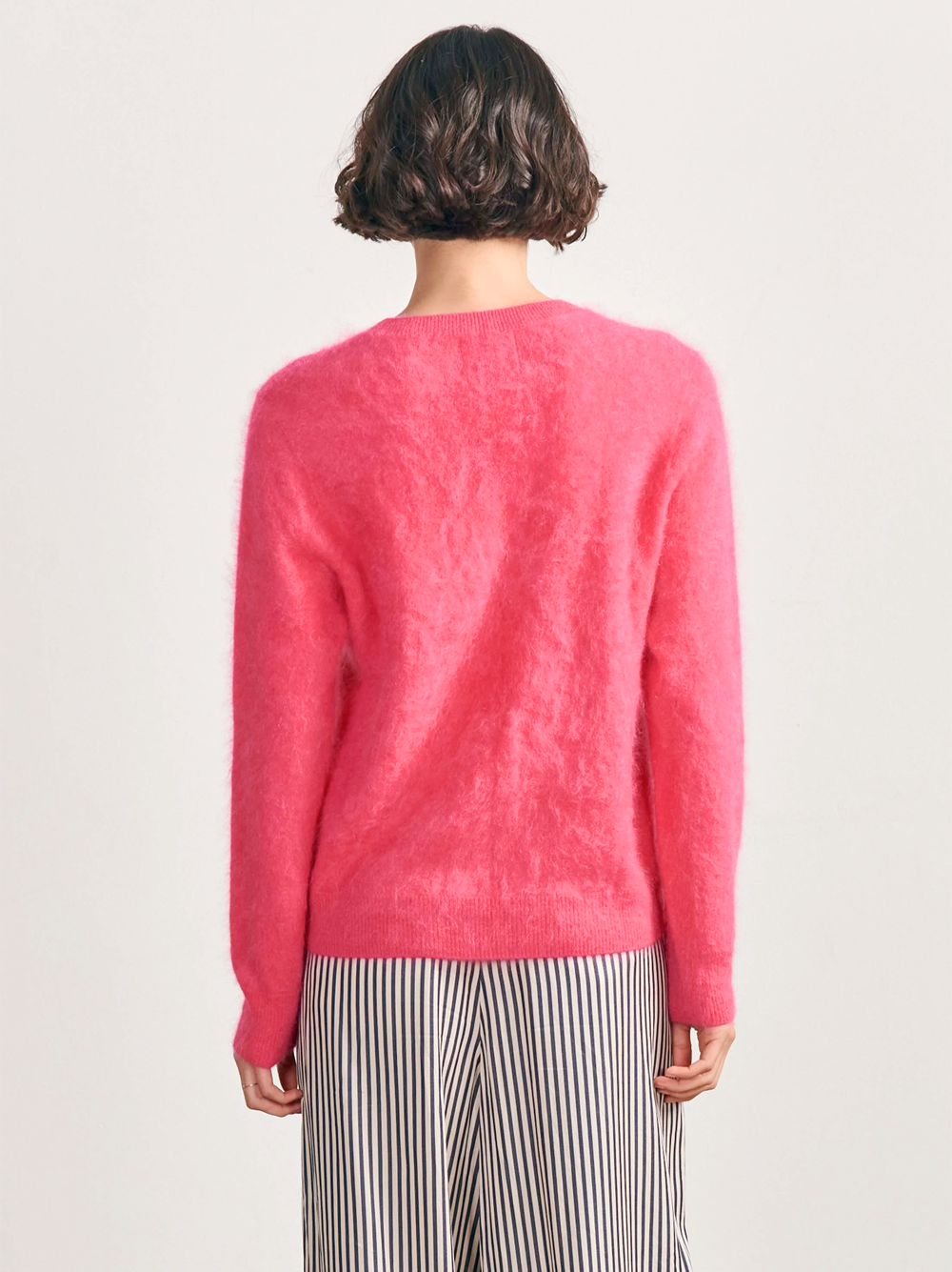 Brushed Cashmere Crew in Watermelon