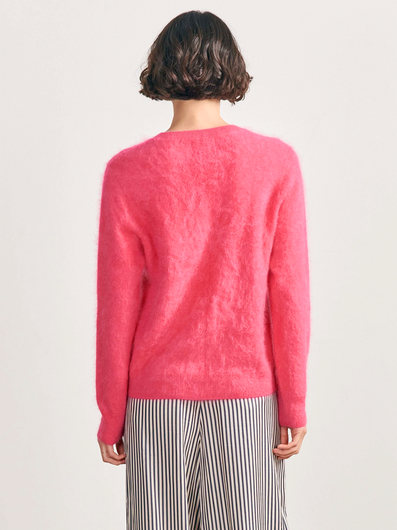 Brushed Cashmere Crew in Watermelon