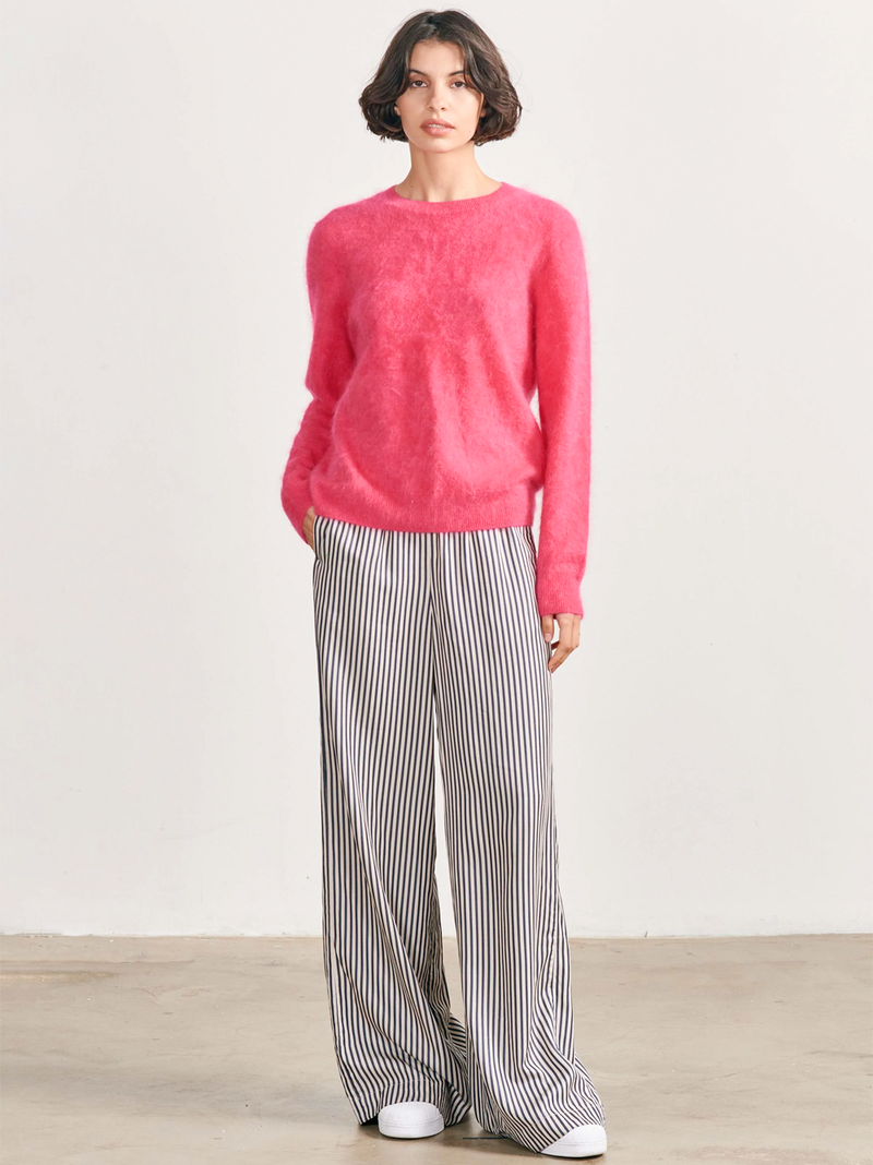Brushed Cashmere Crew in Watermelon