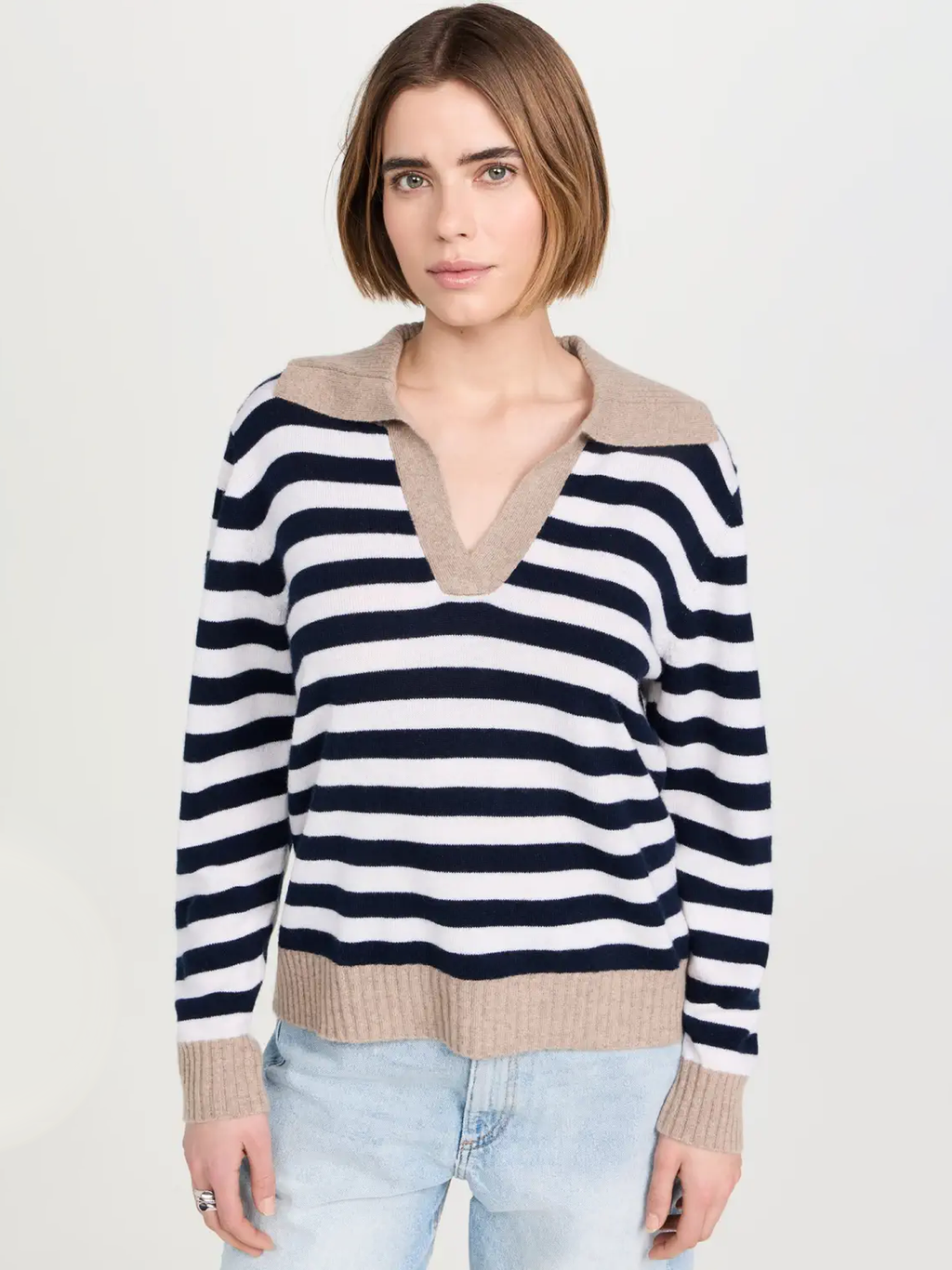 Stripe Collar Cashmere Sweater