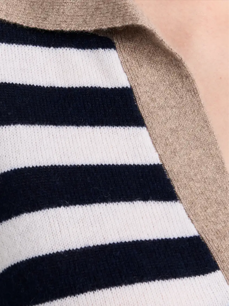 Stripe Collar Cashmere Sweater