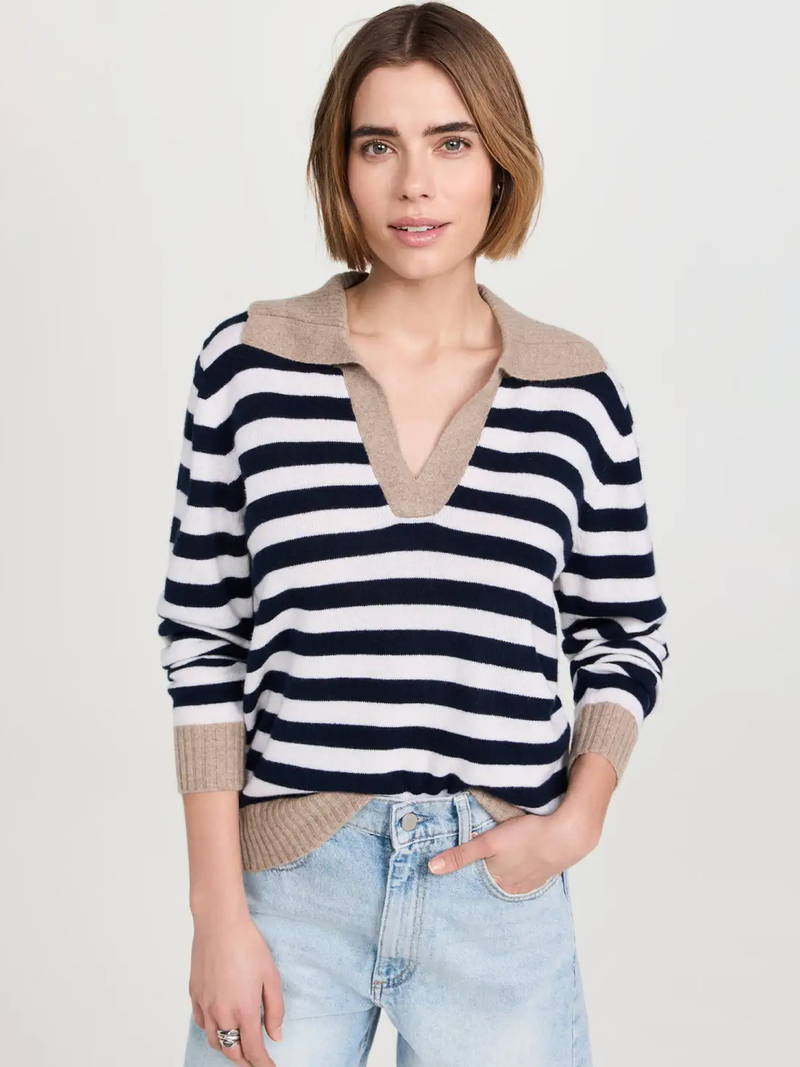 Stripe Collar Cashmere Sweater