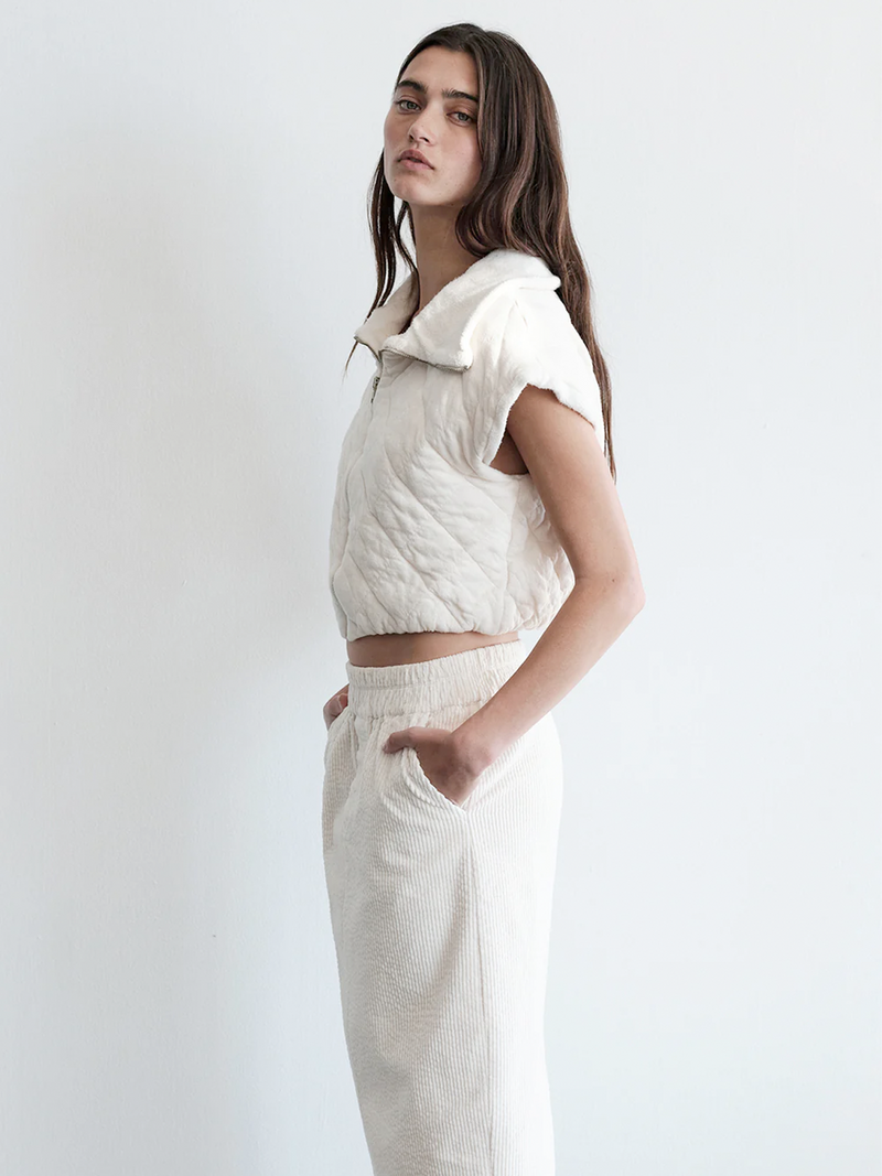 Quilted Cropped Zip Vest