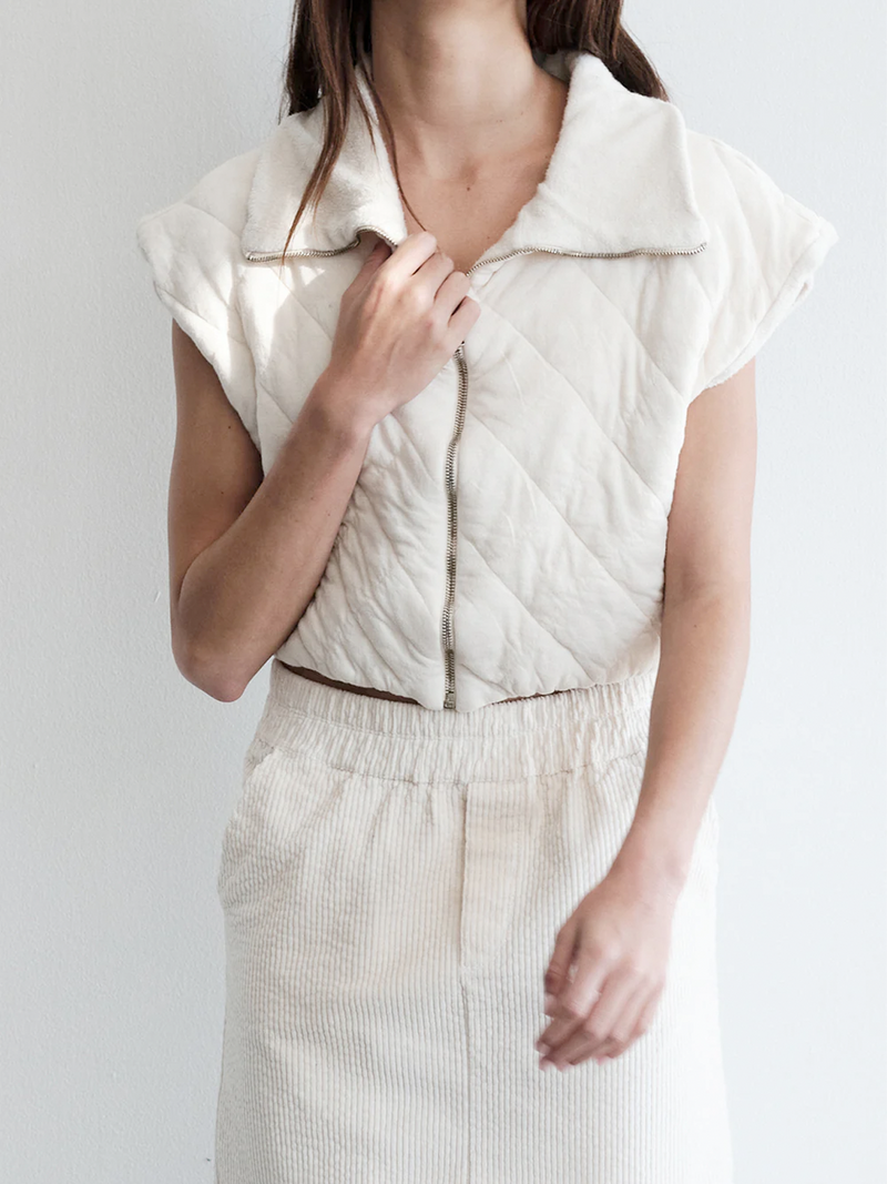 Quilted Cropped Zip Vest