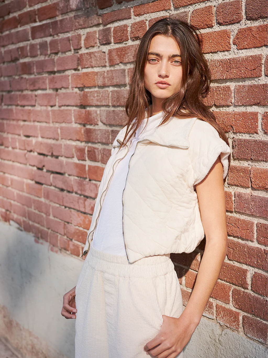 Quilted Cropped Zip Vest