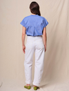 Poplin Stripe Cropped Half Shirt