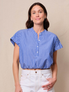 Poplin Stripe Cropped Half Shirt