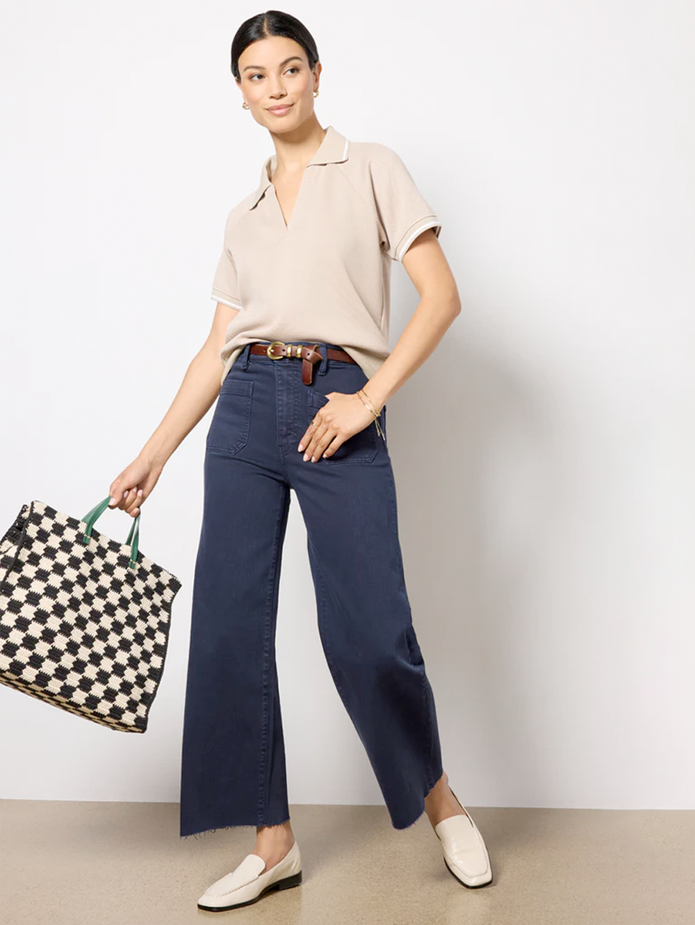 The Anchor Pant in Navy Raw Fray