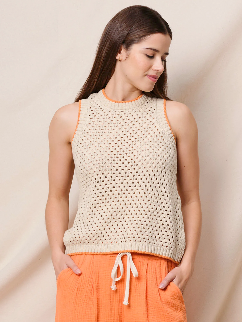 Mesh Tank Sweater in Taupe
