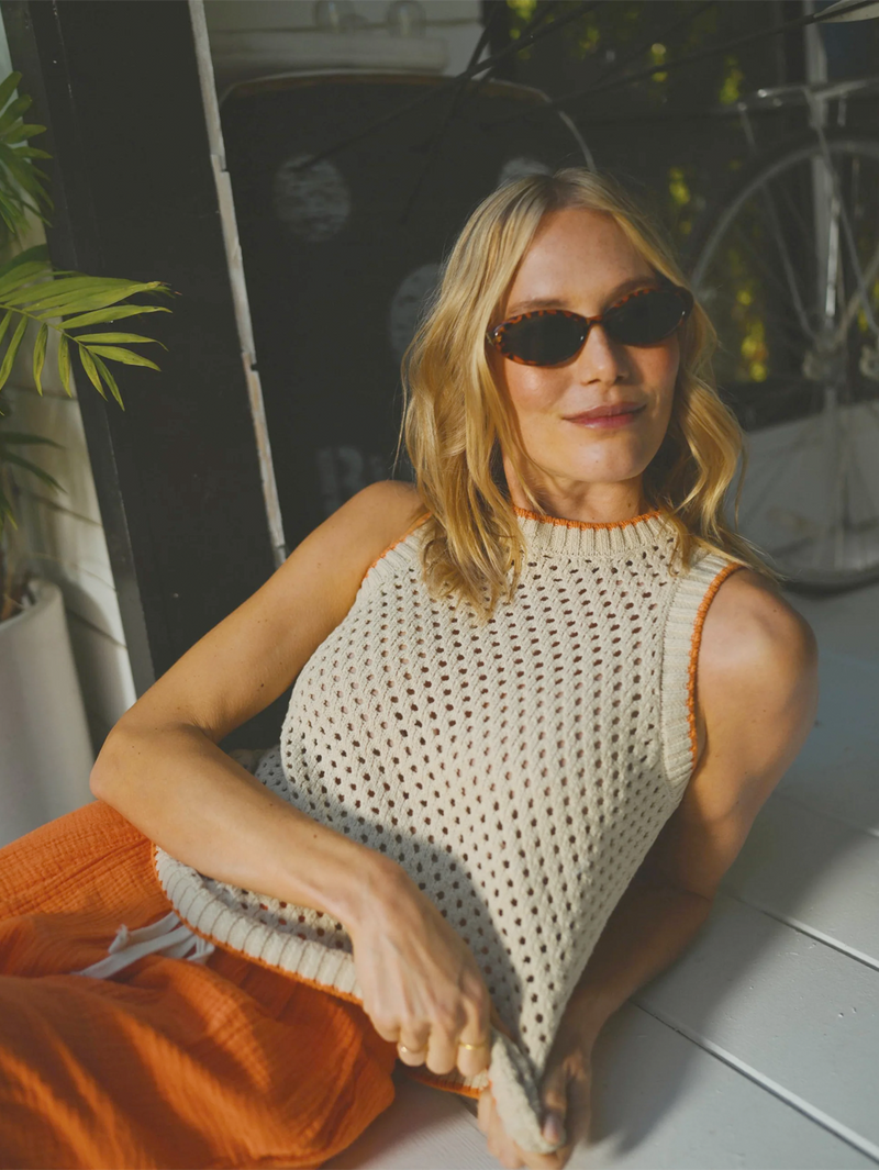 Mesh Tank Sweater in Taupe