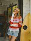 Mesh Stripe Pullover Sweater