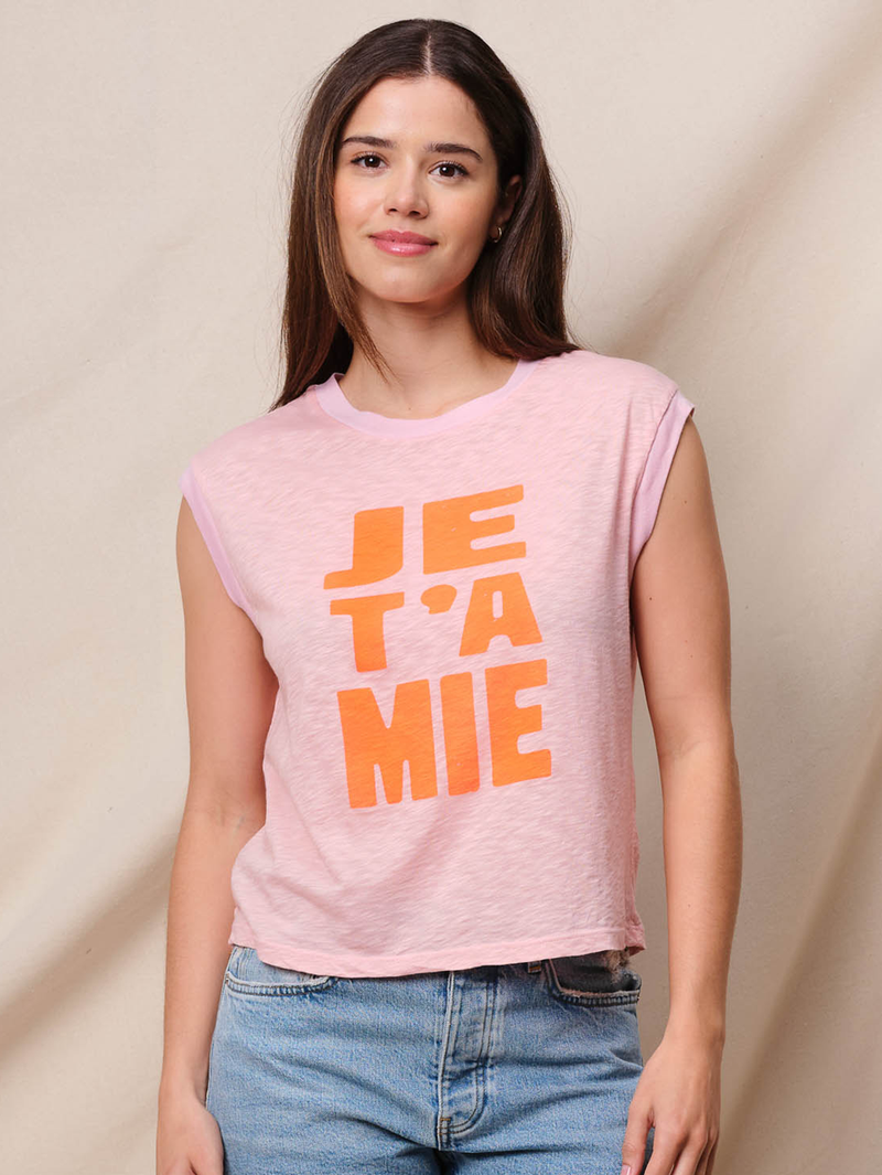 Je T'aime Cropped Muscle Tee