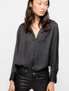 Tink Satin Perm Tunic in Noir