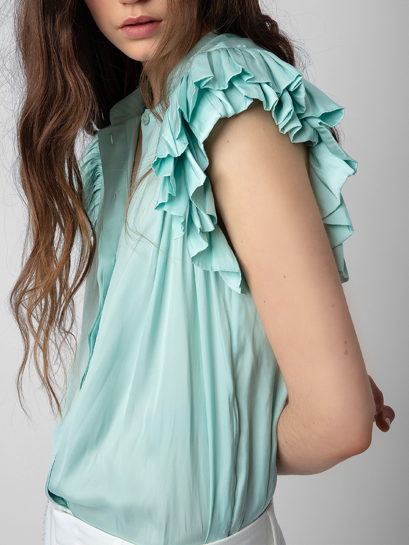 Tiza Celadon Satin Blouse