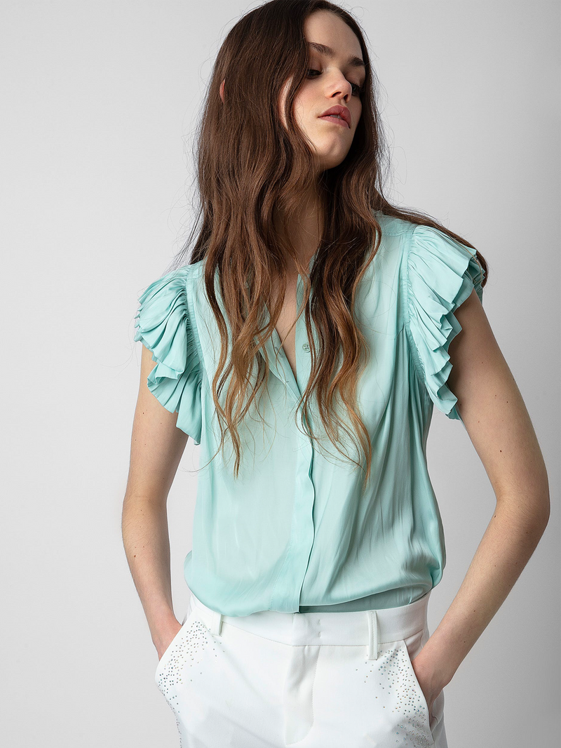 Tiza Celadon Satin Blouse