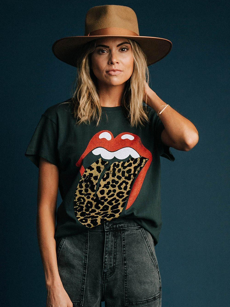 Rolling Stones Flocked Leopard Tongue Tour Tee