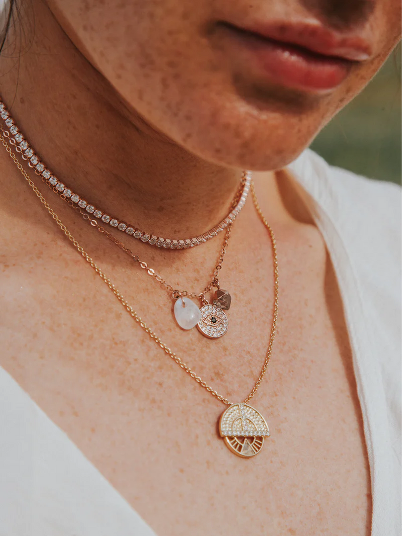 14k Gold Shimmer Tennis Necklace