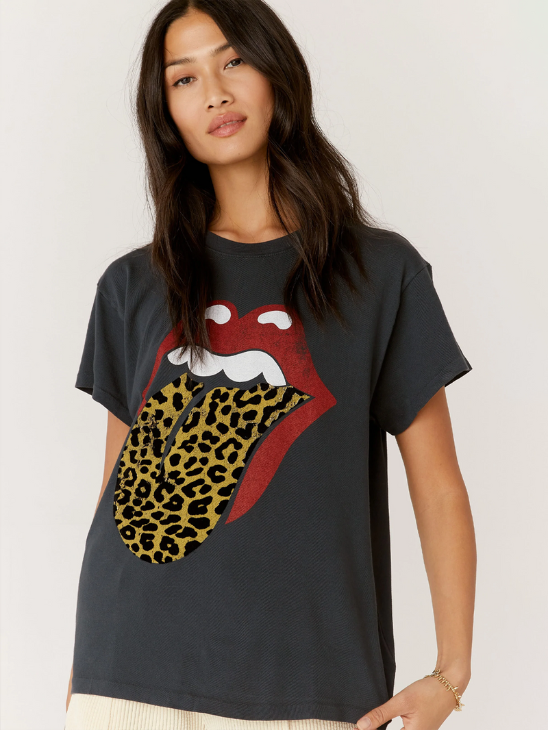 Rolling Stones Flocked Leopard Tongue Tour Tee